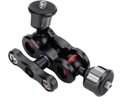 Allecto plus - Multifunctionele dubbele balhoofd camera mount voor Vlogger - LCD-monitor, LED-verlichting, DSLR