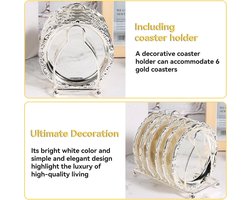 Allecto Plus - Onderzetters Set 6 Stuks met Houder voor Bar Keuken Koffiebar Salontafel (Zilver)