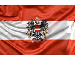 Allecto Plus - Oostenrijkse Vlag Met Adelaar 90x150cm - Messing Doorvoertules - Levendige Kleur - UV-Bestendig - Canvas Header - Dubbel Gestikt