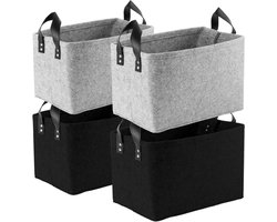 Allecto plus - Opbergdozen van vilt 4 stuks - Opvouwbaar en klein - 31 x 24 x 21 cm - Opbergmand met handgrepen voor handdoeken, toiletartikelen en kleding