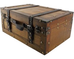 Allecto Plus - Opbergkoffer van hout 348 x 241 x 152 cm vintage antieke koffer houten schatkist decoratief opbergdoos - veelzijdige opbergoplossing