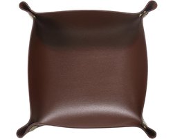 Allecto plus - Opvouwbaar PU lederen nachtkastje met opbergvak voor klok, sieraden, en meer, donkerbruin