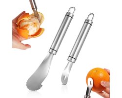 Allecto Plus - Orange Peeler en Grapefruit Peeler van Roestvrij Staal met Lang Handvat - Citrus Peeler voor Keuken - Fruitopener en Verwijderaar voor Keukengereedschap