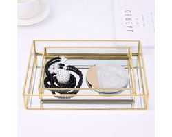 Allecto Plus - Organizer Lade voor Sieraden en Cosmetica - Gouden Spiegelend Ontwerp - Vintage Stijl - Opbergdoos voor Badkamer en Kaptafel - Slaapkamer Accessoire - Cosmetica Display - Kleine Maat