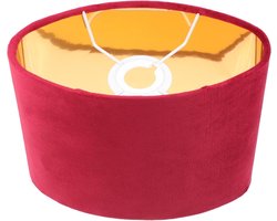 Allecto Plus - Ovale lampenkappen voor hanglampen, tafellampen en staande lampen - Rode fluwelen lampenkap met gouden voering - Vervangende E27 lampenkap - 23x18,5x12cm