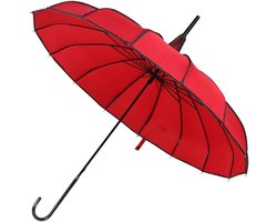 Allecto plus - Pagode Paraplu Vintage Bruids Parasol Winddicht 16 Ribben Lederen Haakte Handvat Regen Zonneparaplu - Stijlvol Trouwaccessoire
