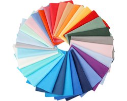 Allecto Plus - Patchwork stofpakketten 30 stuks - Katoenen stof 20 cm x 25 cm - Quilten en naaien - Kleurrijk en effen - DIY Naaipatroon.