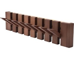Allecto plus - Pianosleutel wandkapstok houten garderobehaken voor deuren - 8 haken