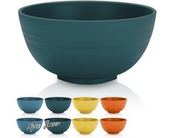 Allecto Plus - Plastic Kommen Set van 8 - 760 ml - Onbreekbaar - Herbruikbaar - Lichte Gewicht - Voor Rijst Noodle Soep - Snack Salade Fruit - BPA Vrij - Vaatwasser Veilig - Donkergroen
