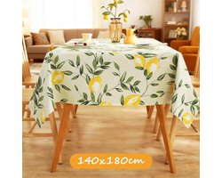 Allecto Plus - Rechthoekig tafelkleed met citroenprint in gele kleur, waterdicht en vuilafstotend, geschikt voor keuken, feest, picknick, bruiloften, Kerst en lente (140 x 180 cm)
