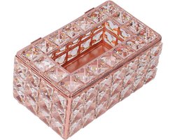 Allecto Plus - Rechthoekige Glazen Tissue Box Houder voor Papieren Handdoeken - Sprankelend Design voor Slaapkamer, Badkamer, Keuken en Kantoor