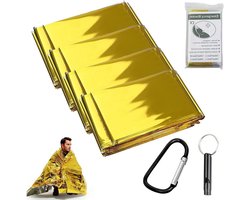 Allecto Plus - Reddingsdeken nooddeken ruimtedeken veiligheidsdeken - 6 stuks - 160 x 210 cm - goud & zilver - voor wandelen en camping