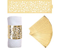Allecto Plus - Reflecterende servetringen in gouden rotan stijl voor bruiloftsdecoratie - 50 stuks