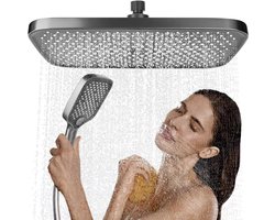 Allecto Plus - Regendouche douchekop 360° inbouw - Hoofddouche 360° verstelbaar - Waterbesparend en zelfreinigend - Vierkant chroom design - Badkameraccessoire met luxe uitstraling