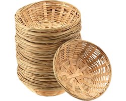 Allecto Plus - Rieten mand voor brood en fruit - set van 10 - 9 inch - natuurlijk bamboe - snack opberger