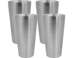 Allecto Plus - Roestvrijstalen geïsoleerde beker set van 4 - 537 ml - Metalen dubbelwandige vacuümwaterbekers - Herbruikbare drinkglazen voor thuis, camper, kantoor en feest.