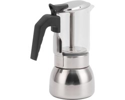 Allecto plus - Roestvrijstalen moka pot met hittebestendig handvat - Inductie, gas, elektrisch fornuis - Multifunctioneel koffiezetapparaat voor thuis - Veiligheidsklep