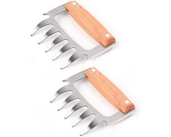 Allecto Plus - Roestvrijstalen vleesscheider en vleesklauwen set voor barbecue - 2 stuks - Multifunctionele accessoires voor vleesbereiding met flesopener - Haar plukken en vlees fixeren - Duurzaam metaal