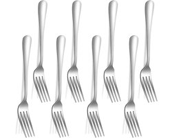 Allecto plus - Roestvrijstalen vork set voor desserttaarten en fruitsalade - 8-delig - 14 cm - Zilverkleurig