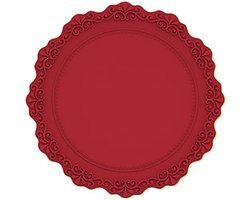 Allecto Plus - Ronde Placemats Set van 2 - 165 cm - Kanten Siliconen - Wasbaar & Waterdicht - Anti-slip - Rood - Eettafel Keuken - Onderzetters Borden - Zoekwoorden: placemats, ronde placemats