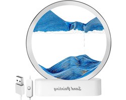 Allecto Plus - Roterend Dynamisch Kunstzand Schilderij - Boekenplank Decoratie - Blauw - 7 Inch
