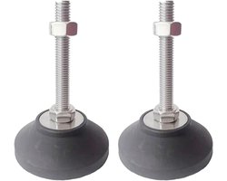 Allecto Plus - Rubberen compensatieplaten voor meubelpoten 2 stuks | M5 verstelbaar | Metalen nivelleringspoten met schroefdraad | Meubelnivellering voor alle soorten meubelpoten