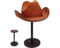 Allecto Plus - Rustieke Hoed Display Stand van Vintage Hout - Hoed Houder en Rack voor Tafelblad - Cowboy Hoed Houder - Opslag Organizer voor Kast - Home Store Accessoire - Bruin - 1 Pack