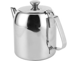 Allecto Plus - RVS Theepot met Koffie- en Melkkannetje, Slagroompannetje en Waterkoker, 850 ml - Koudwaterkan met Korte Schenktuit voor Horeca gebruik