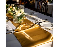 Allecto Plus - Satijnen tafellopers in goud voor bruiloft, banket, afstuderen en verjaardagsfeesten - 20 stuks, 12 x 108 inch