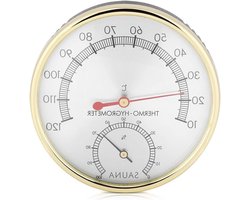 Allecto plus - Sauna Klimaatmeter Metaal Binnen Sauna Ruimte - Thermometer Hygrometer - Sauna Accessoires - Thermo-Hygrometer - 90mm Wijzerplaat