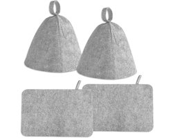 Allecto Plus - Saunamutsen en Saunamatten voor Dames en Heren, 2 Stuks - Premium Saunaset met Hoge Absorptie - Grijze Saunamuts en Saunakussen - Handige Stoombad Sauna Accessoires.