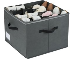 Allecto Plus - Schoen Organisator met Grote Opslagcapaciteit voor Schoenen - Opvouwbaar en Verstelbaar - 12 Vakken - Laarzen, Hakken, Sneakers - Kledingkast Organisatie.