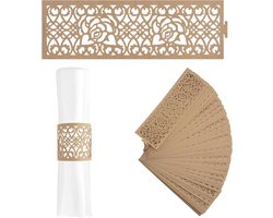 Allecto Plus - Servetringen 50 stuks kraftpapier servetsluitingen bloem holle servetring decoratie voor Kerstmis Valentijnsdag Thanksgiving jubileum diner - Feestelijke Tafel Decoratie Benodigdheden