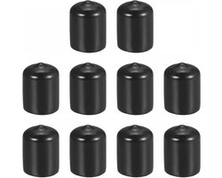 Allecto plus - Set van 10 zwarte rubberen eindkappen voor meubels en buizen met een diameter van 17 mm