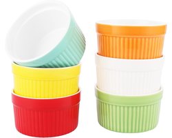 Allecto Plus - Set van 12 Souffle Vormpjes van 200 ml voor Oven - Crème brûlée Kommenset - Keramiek - Bakken en Schetsen - Multicolor Porselein - Ovenvormen voor Desserts - Muffins en Pasteien