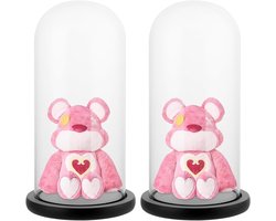 Allecto Plus - Set van 2 glazen bellen met houten bodem 25 cm - decoratieve glazen kap voor verlichting en woondecoratie