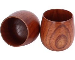 Allecto Plus - Set van 2 Grote Houten Theekoppen van Japanse Zizyphus Jujube - Ideaal voor Water, Thee en Koffiecocktails