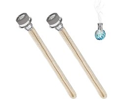 Allecto Plus - Set van 2 katalytische lonten voor olielampen - Reserve lont - Natuurlijke katoenen brander - Geurlamp brander - Geschikt voor Berger-lampen - 18 mm - Zilverkleurig