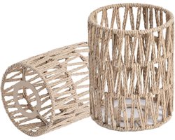Allecto Plus - Set van 2 lampenkappen in boho-stijl van rotan en geweven touw - Hangende en staande lampen - Kroonluchter vervanging - Bohemian - Lampenkap voor plafondlampen