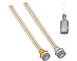 Allecto Plus - Set van 2 reserve lonten voor katalytische lampen - Geschikt voor olielampen - Lengte 13 mm - Zilvergoud - Oliegeur brander accessoires - Voor lampen van Berger