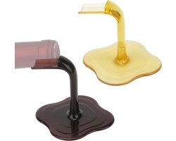 Allecto Plus - Set van 2 Tafel Wijnhouders voor Standaard Wijnflessen - Ideaal voor Bar en Keuken - Moderne Decoratie - Geel/Zwart