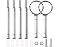 Allecto Plus - Set van 2 zilveren etagèrestangen bouwpakket 3-traps - Voor taarten cupcakes - Macarons donutmuffin en fruit - Etagère stangen set (plaat niet inbegrepen)