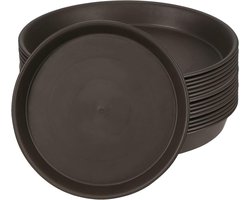 Allecto Plus - Set van 20 plantenschotels 16 cm bruin rond groot - Plantenpot schotels voor bloemlekbakken - Binnen en buiten tuin - Duurzaam plastic - Milieuvriendelijk