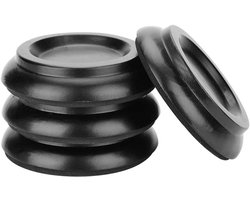 Allecto Plus - Set van 4 Beukenhouten Piano Caster Cups met Antislip EVA Schuim - Vloerbeschermers voor Piano Poten - Zwart - Inclusief Ronde Onderzetters