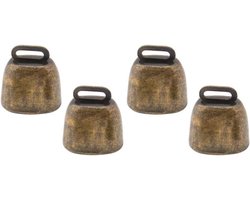Allecto plus - Set van 4 bronzen koperen klokken voor huisdieren op de boerderij. Inclusief anti-verlies belletjes voor DIY projecten.