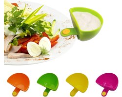 Allecto Plus - Set van 4 Dip Clip Schalen voor Borden - Kruiden Dipvaten - Dipclips voor Tafel - Kom Bord Diphouder - Plastieken Kruidenkommen - Keukengereedschap