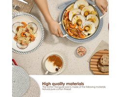 Allecto Plus - Set van 4 hittebestendige onderzetters van natuurlijk katoen - Robuuste milieuvriendelijke beschermpads voor kopjes, kommen en pannen - Elegante designs in diverse kleuren.