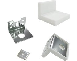 Allecto plus - Set van 4 kastophangers, wandhouders voor hoekmeubels met bevestigingsijzers - Geschikt voor Ikea Kallax rekken - Handige accessoires met 2-in-1 functie