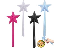 Allecto Plus - Set van 4 Magische Stick Kruidenflessen Sterren Kruiden Dispenser Sterrenstaf Zout en Peper Strooiers Set Toverstaf Smaakfles Unieke Smaak Accessoires voor Keukens Restaurants en Barbecues