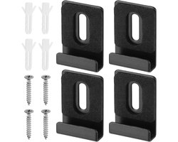 Allecto plus - Set van 4 metalen spiegelhouders voor frameloze spiegels - inclusief schroeven en rubberen pads - zwart - wandmontage groot formaat - voor spiegels en displayborden in huis.